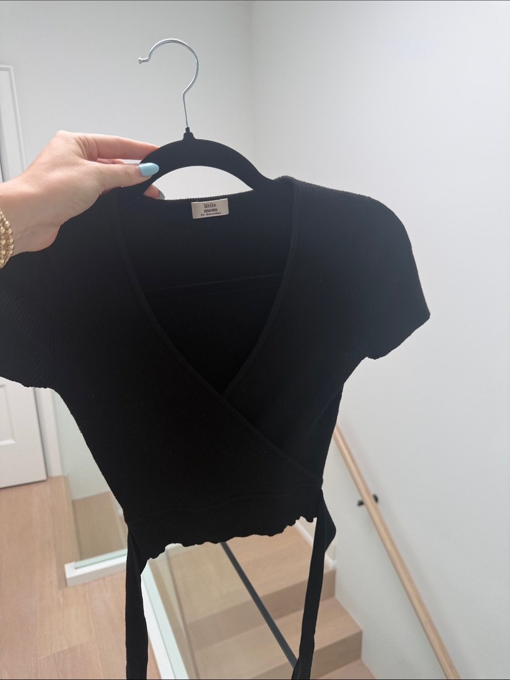 Little Moon Aritzia Wrap-Front Short Sleeve Top